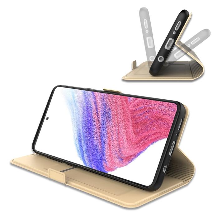 Bild 3,  Samsung Galaxy A25 5G Fodral Slim Läder Guld - Teknikhallen.se
