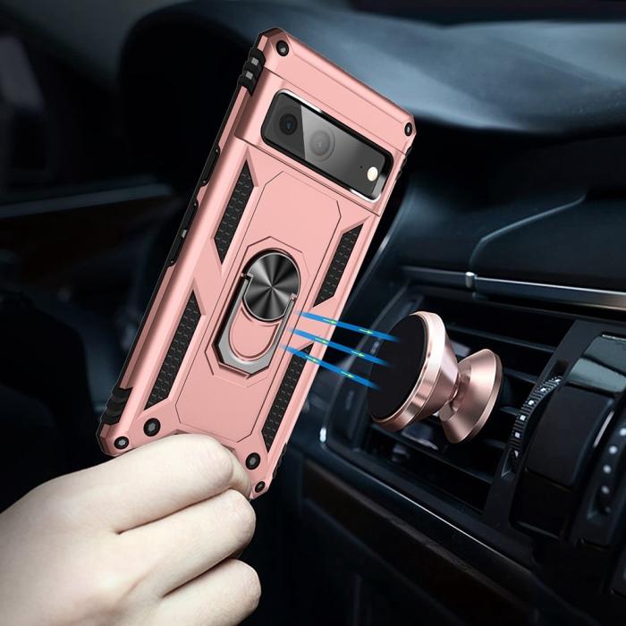 Bild 4,  Google Pixel 7 Skal Shockproof Hybrid Ring Armor Roséguld - Teknikhallen.se