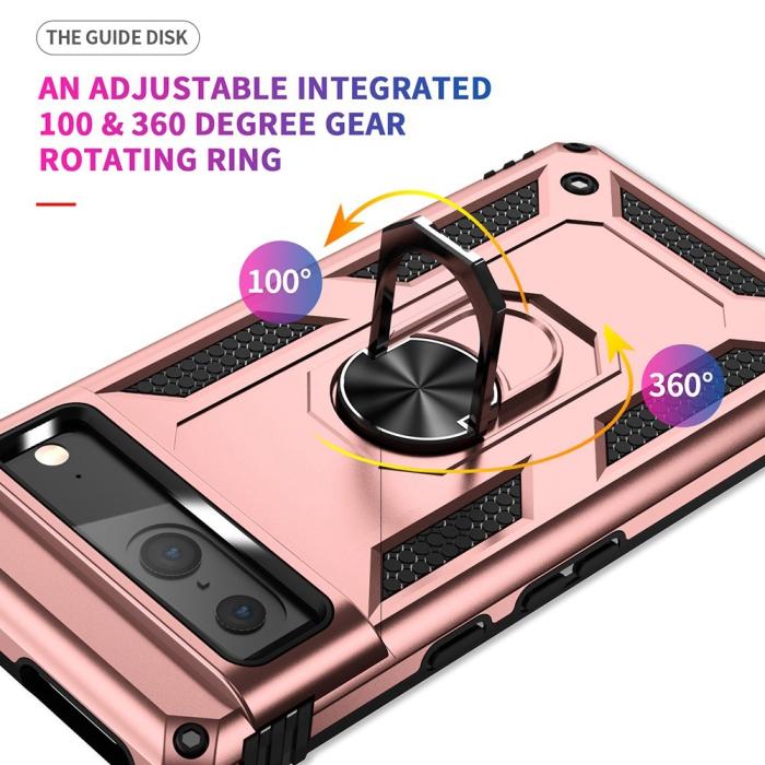 Bild 6,  Google Pixel 7 Skal Shockproof Hybrid Ring Armor Roséguld - Teknikhallen.se
