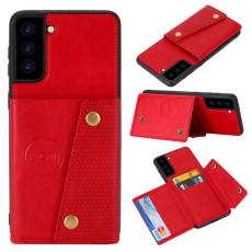  Samsung Galaxy S21 - L&auml;der Skal Med Kortfack Och Magnet - R&ouml;d - Teknikhallen.se