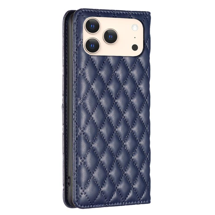 Bild 3, BINFEN BINFEN iPhone 17 Pro Fodral Flip Diamond Läder Blå - Teknikhallen.se