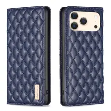 BINFEN BINFEN iPhone 17 Pro Fodral Flip Diamond L&auml;der Bl&aring; - Teknikhallen.se