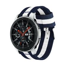  Nylon Armband Med Vertikal Design - Bl&aring;/Vit (22mm) - Teknikhallen.se