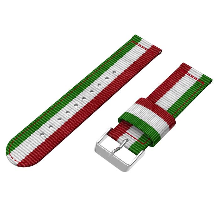 Bild 2,  Nylon Armband Med Vertikal Design - Grön/Vit/Röd (22mm) - Teknikhallen.se