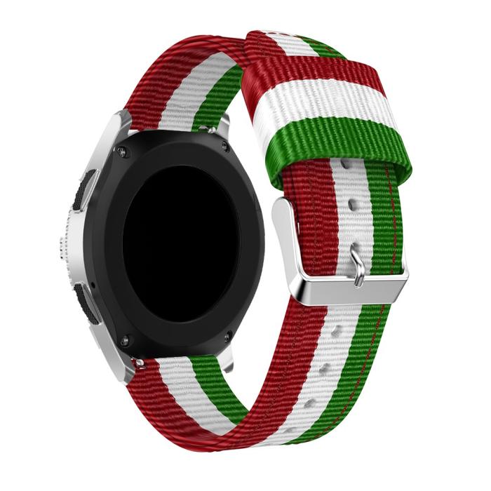 Bild 3,  Nylon Armband Med Vertikal Design - Grön/Vit/Röd (22mm) - Teknikhallen.se