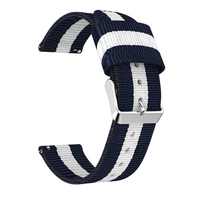Bild 2,  Nylon Armband Med Vertikal Design - Blå/Vit (22mm) - Teknikhallen.se
