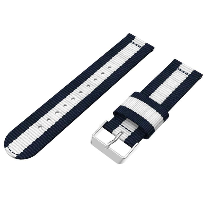 Bild 3,  Nylon Armband Med Vertikal Design - Blå/Vit (22mm) - Teknikhallen.se