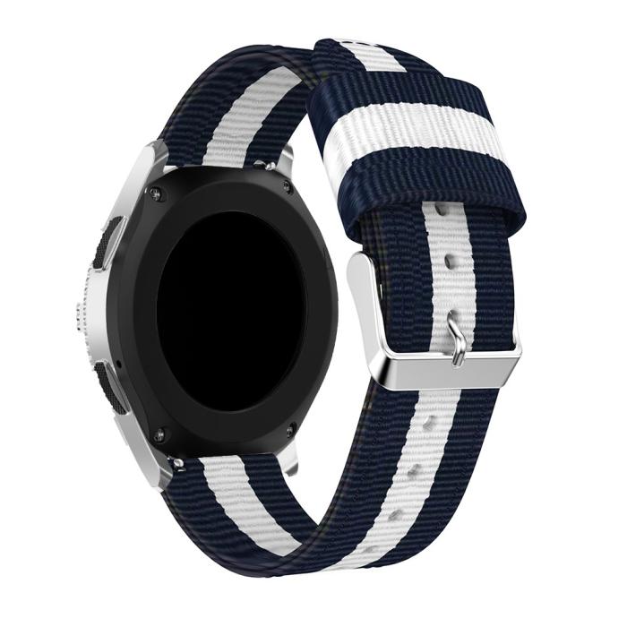 Bild 4,  Nylon Armband Med Vertikal Design - Blå/Vit (22mm) - Teknikhallen.se