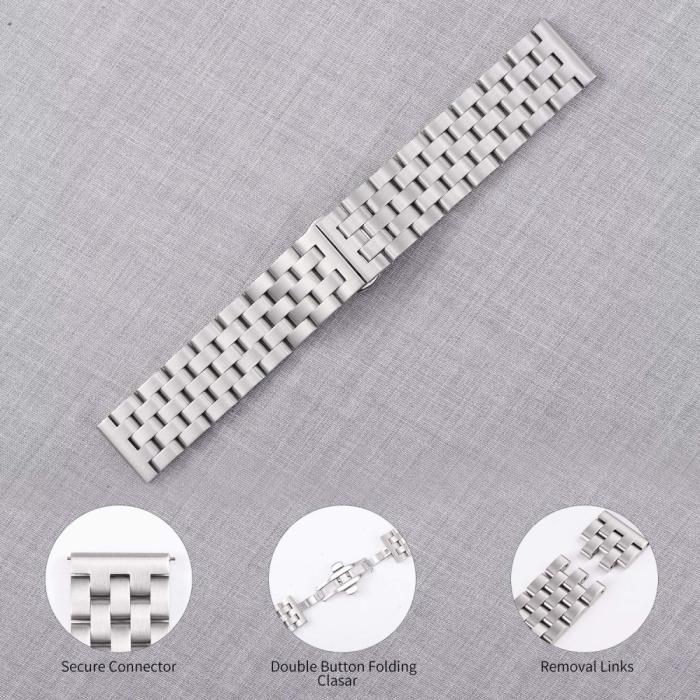Bild 3,  Lyxigt Metallarmband I Rostfritt Stål - Silver (22mm) - Teknikhallen.se
