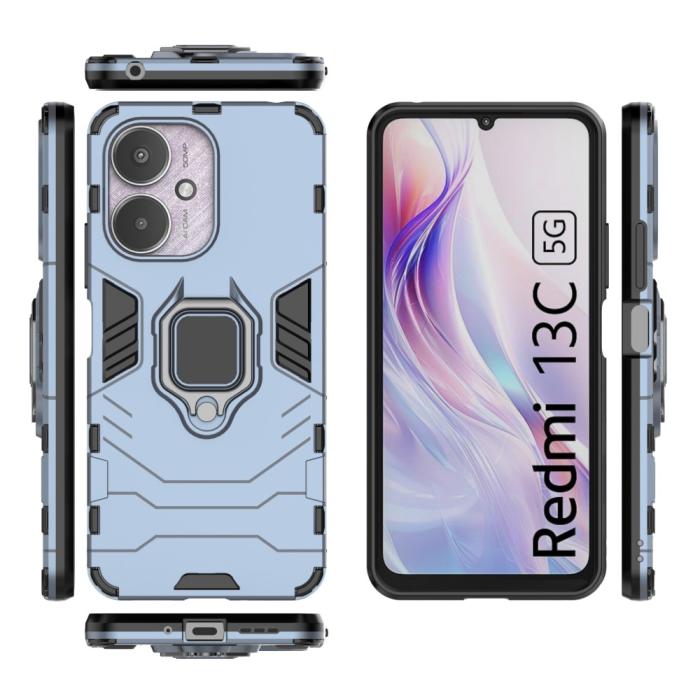 Bild 5,  Xiaomi Redmi 13C 4G Skal Armor Hybrid Kickstand Blå - Teknikhallen.se