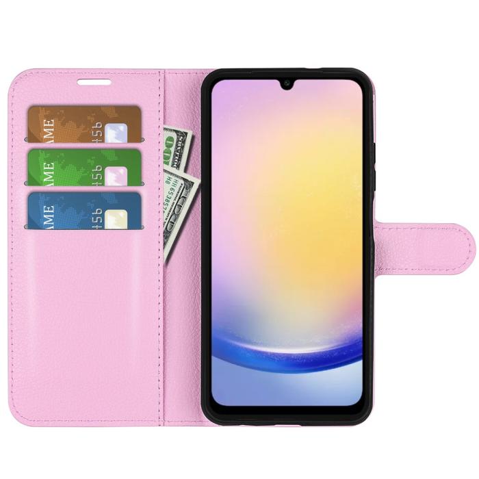 Bild 2,  Samsung Galaxy A16 / A26 5G Fodral Litchi Läder Textur Ljus Rosa - Teknikhallen.se