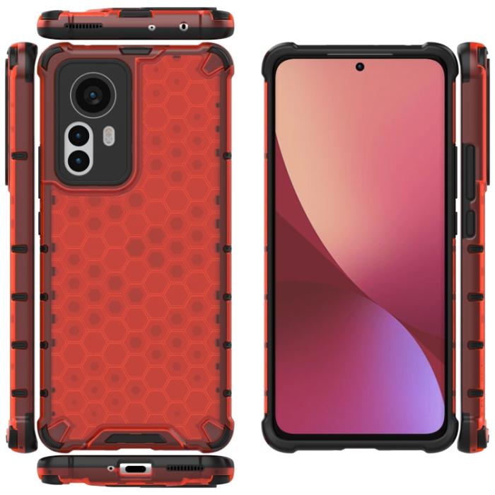Bild 6,  Xiaomi 12 Pro Skal Hybrid Honeycomb Röd - Teknikhallen.se