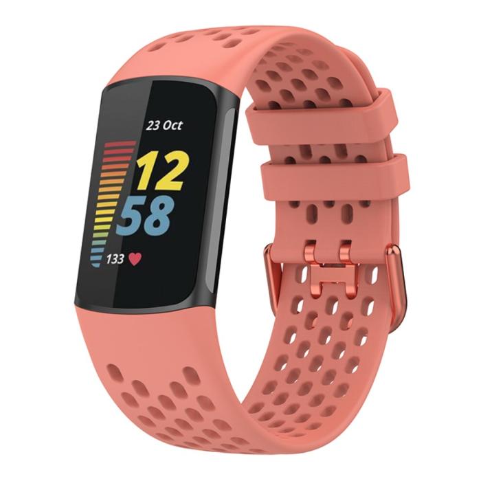 Bild 3,  Fitbit Charge 6 / 5 Armband Silikon Ihåligt Korall - Teknikhallen.se