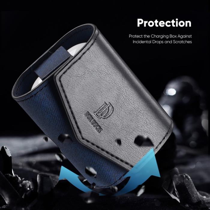 Bild 4, DUX DUCIS DUX DUCIS AirPods 3 Fodral PU-Läder Med Krok Svart/Blå - Teknikhallen.se