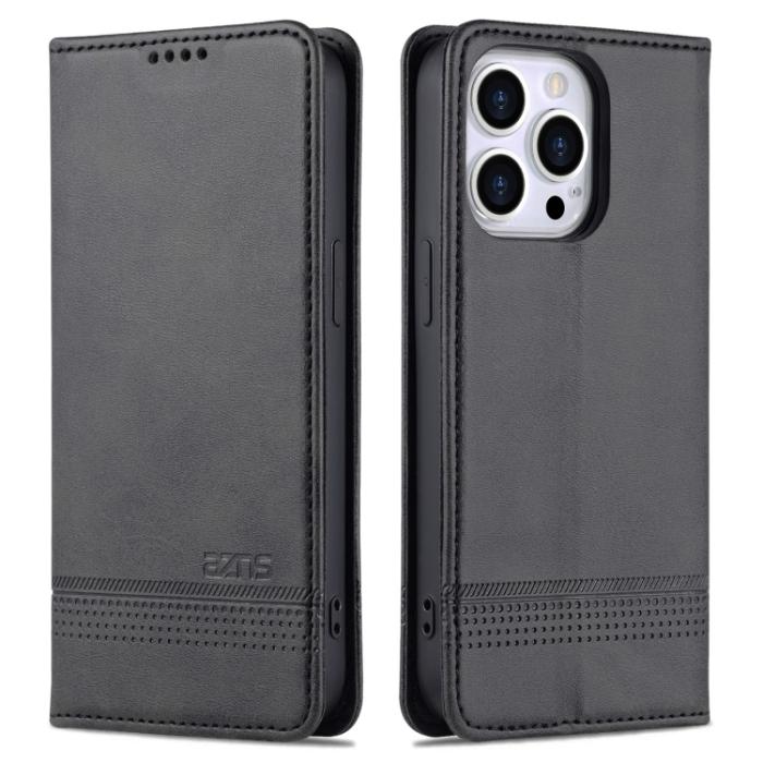 Bild 2, AZNS AZNS iPhone 14 Pro Fodral Flip Läder Svart - Teknikhallen.se