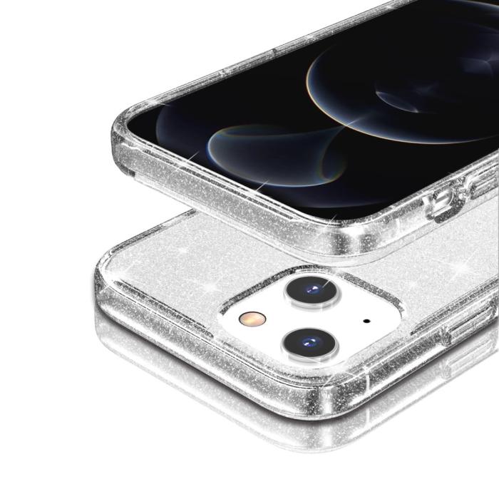 Bild 5,  iPhone 15 Plus Skal Hybrid Glitter Vit - Teknikhallen.se