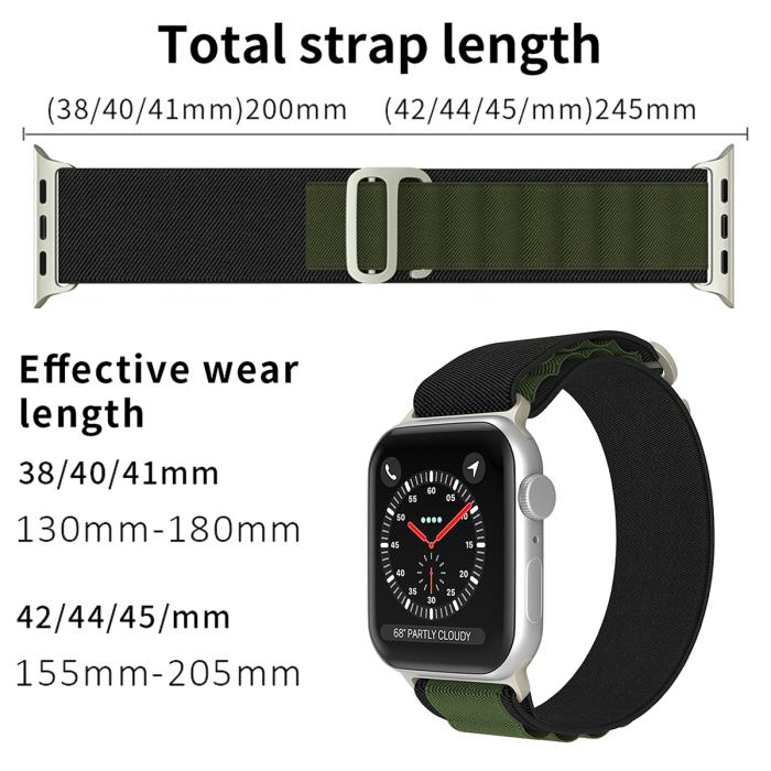 Bild 4, ColorPop Apple Watch 42/44/45/46/49 mm Armband Alpine Pro Loop Svart/Grön - Teknikhallen.se