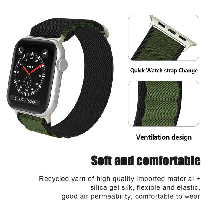 Bild 5, ColorPop Apple Watch 42/44/45/46/49 mm Armband Alpine Pro Loop Svart/Grön - Teknikhallen.se
