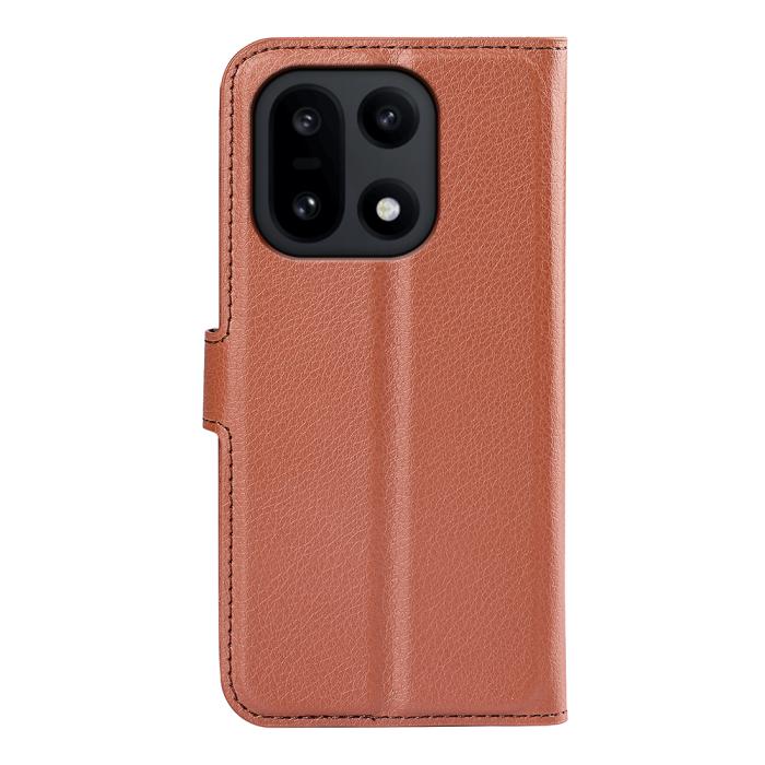 Bild 3,  OnePlus 15 Fodral Litchi Läder Brun - Teknikhallen.se