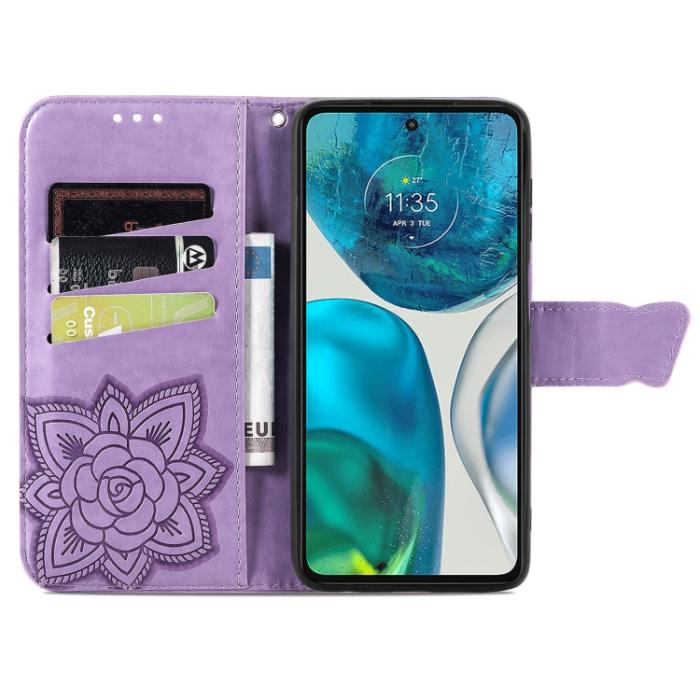 Bild 3,  Motorola Moto G52/G82 Fodral Fjäril Tryck Ljus Lila - Teknikhallen.se