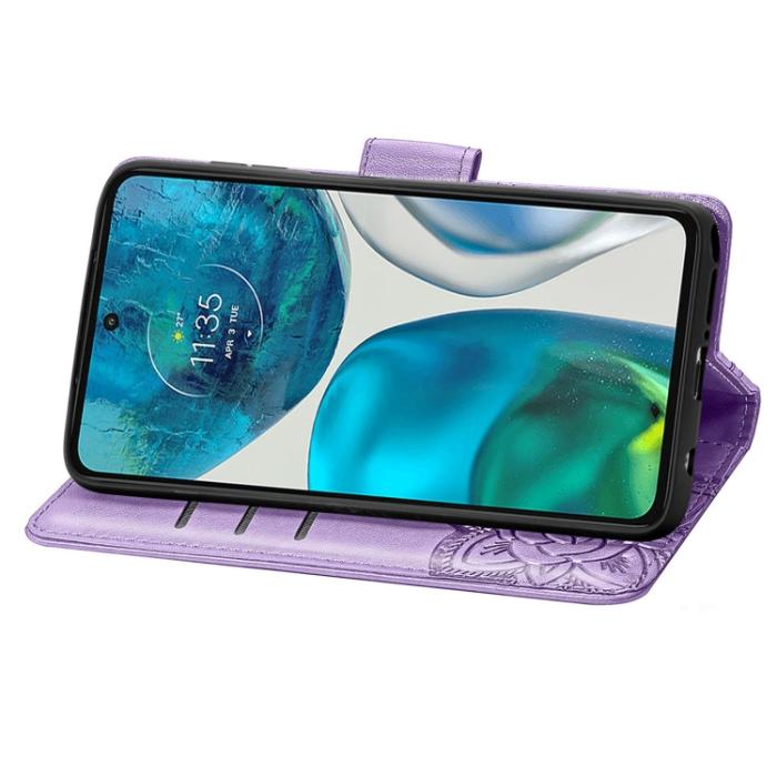 Bild 4,  Motorola Moto G52/G82 Fodral Fjäril Tryck Ljus Lila - Teknikhallen.se