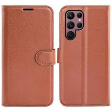  Samsung Galaxy S23 Ultra Fodral Litchi L&auml;der Brun - Teknikhallen.se