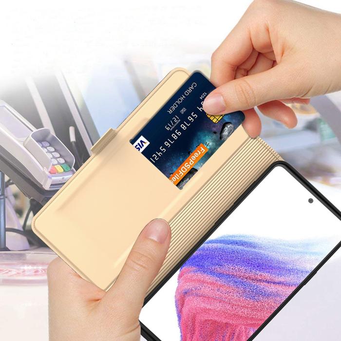 Bild 5,  Samsung Galaxy A25 5G Fodral Slim Läder Guld - Teknikhallen.se
