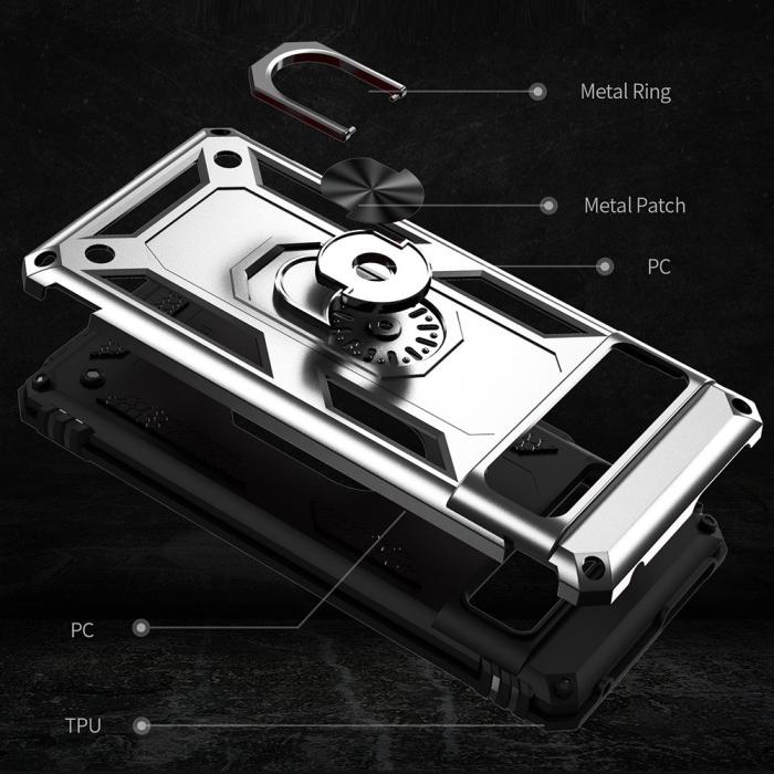 Bild 3,  Google Pixel 7 Skal Shockproof Hybrid Ring Armor Silver - Teknikhallen.se