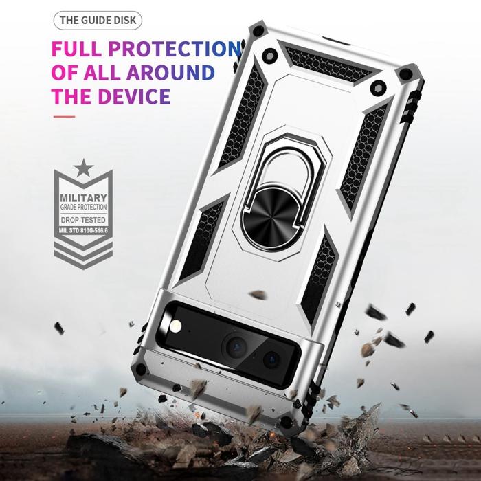 Bild 5,  Google Pixel 7 Skal Shockproof Hybrid Ring Armor Silver - Teknikhallen.se