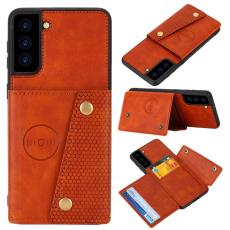  Samsung Galaxy S21 - L&auml;der Skal Med Kortfack Och Magnet - Brun - Teknikhallen.se