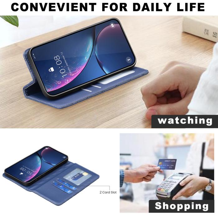 Bild 5, BINFEN BINFEN iPhone 17 Pro Fodral Flip Diamond Läder Blå - Teknikhallen.se