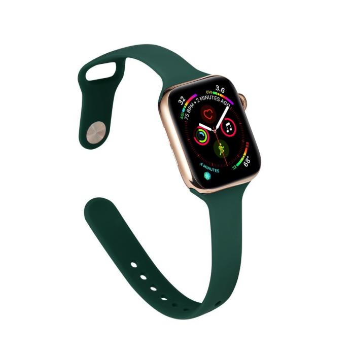 Bild 5,  Silikon Armband Apple Watch 42/44/45/46/49 mm Mörk Grön - Teknikhallen.se