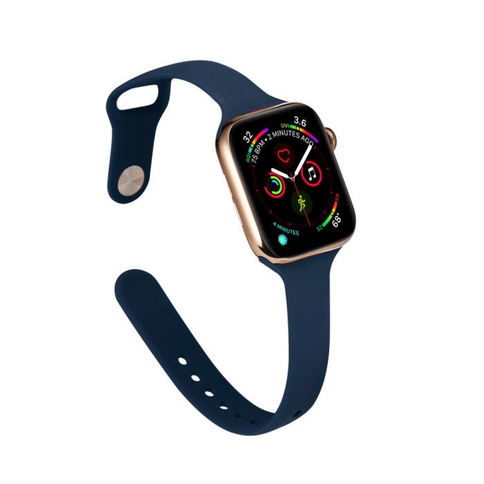 Bild 5,  Silikon Armband Apple Watch 42/44/45/46/49 mm Mörk Blå - Teknikhallen.se