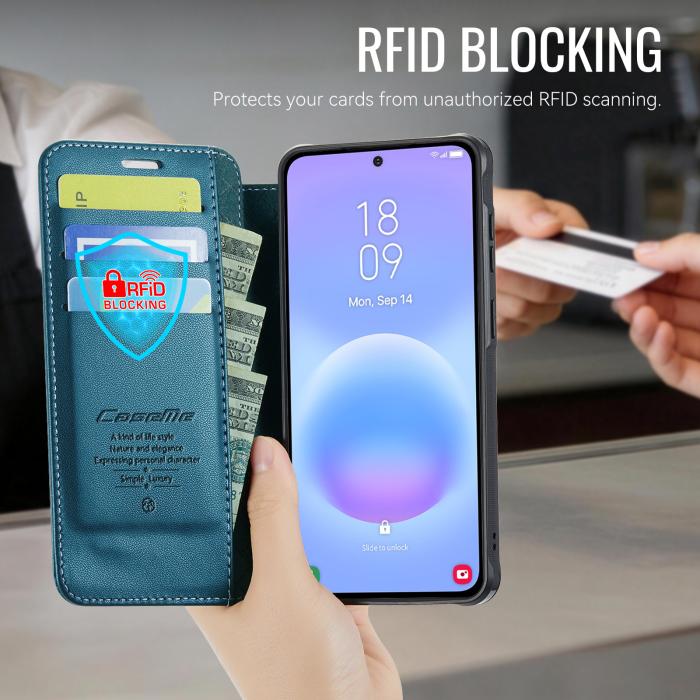 Bild 3, CASEME CASEME Samsung Galaxy A17/A16/A26 Skal RFID Plånbok Blå - Teknikhallen.se