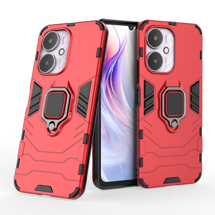 Bild 4,  Xiaomi Redmi 13C 4G Skal Armor Hybrid Kickstand Röd - Teknikhallen.se