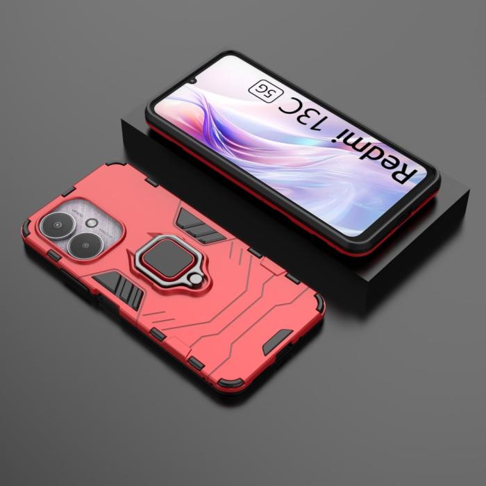 Bild 5,  Xiaomi Redmi 13C 4G Skal Armor Hybrid Kickstand Röd - Teknikhallen.se