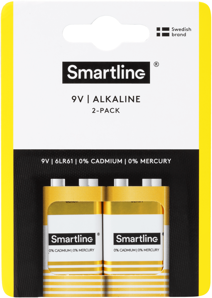 Smartline Smartline 6LR61 9V Alkaliskt Batteri 2-pack - Teknikhallen.se