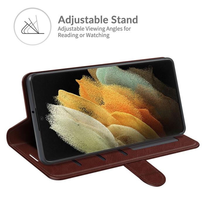 Bild 5,  Samsung Galaxy S22 Ultra Fodral Crazy Horse Brun - Teknikhallen.se