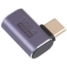  USB-C Hane - USB-C Hona Adapter Elbow USB 4.0 Aluminium Bl&aring; - Teknikhallen.se