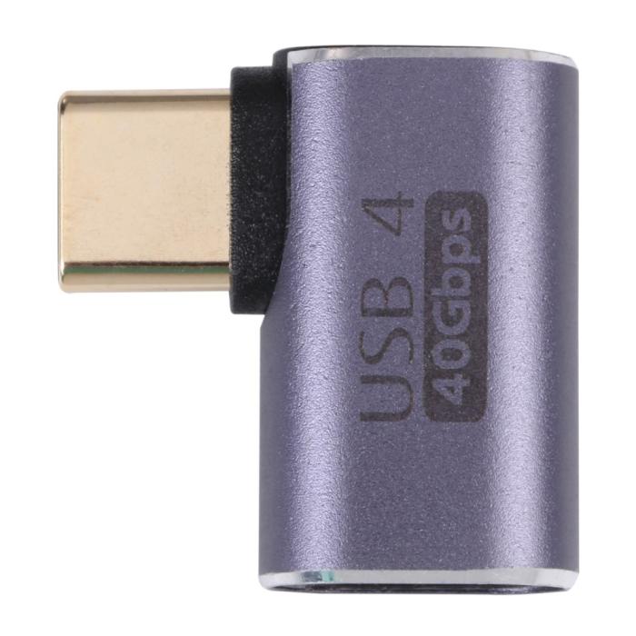 Bild 2,  USB-C Hane - USB-C Hona Adapter Elbow USB 4.0 Aluminium Blå - Teknikhallen.se