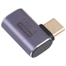 USB-C Hane - USB-C Hona Adapter Elbow USB 4.0 Aluminium Bl&aring; - Teknikhallen.se