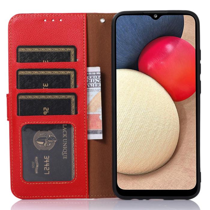 Bild 4, KHAZNEH KHAZNEH iPhone 15 Fodral RFID Litchi Läder Röd - Teknikhallen.se