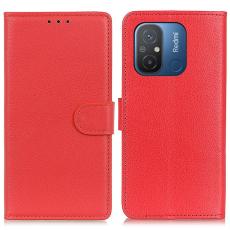  Xiaomi Redmi 12C 4G Fodral L&auml;der Litchi Textur R&ouml;d - Teknikhallen.se