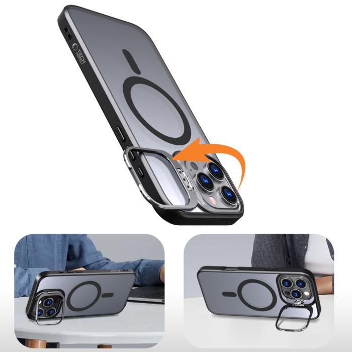 Bild 2, Tech-Protect Tech-Protect iPhone 16 Pro Skal MagSafe MagStand Matt Svart - Teknikhallen.se
