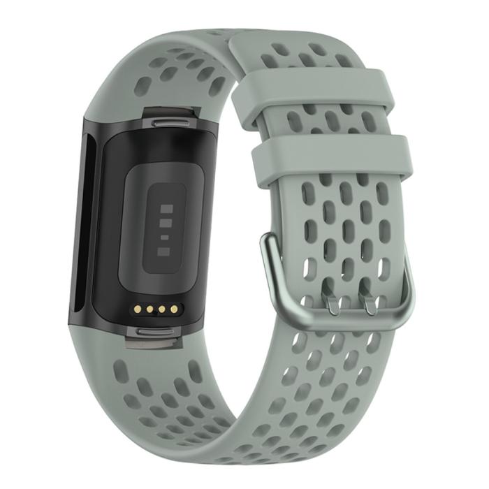 Bild 2,  Fitbit Charge 6 / 5 Armband Silikon Ihåligt Grå - Teknikhallen.se