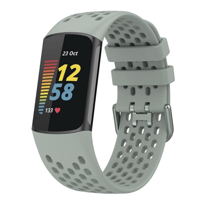 Bild 3,  Fitbit Charge 6 / 5 Armband Silikon Ihåligt Grå - Teknikhallen.se
