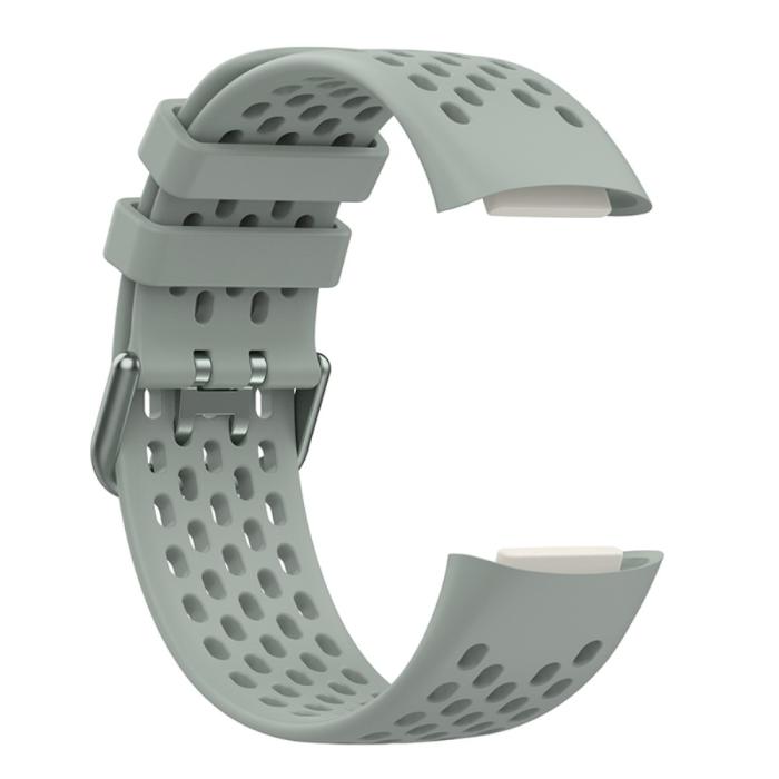 Bild 4,  Fitbit Charge 6 / 5 Armband Silikon Ihåligt Grå - Teknikhallen.se