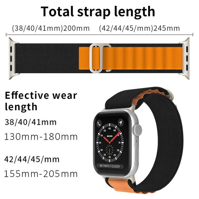 Bild 4, ColorPop Apple Watch 38/40/41/42 mm Armband Alpine Pro Loop Svart/Orange - Teknikhallen.se