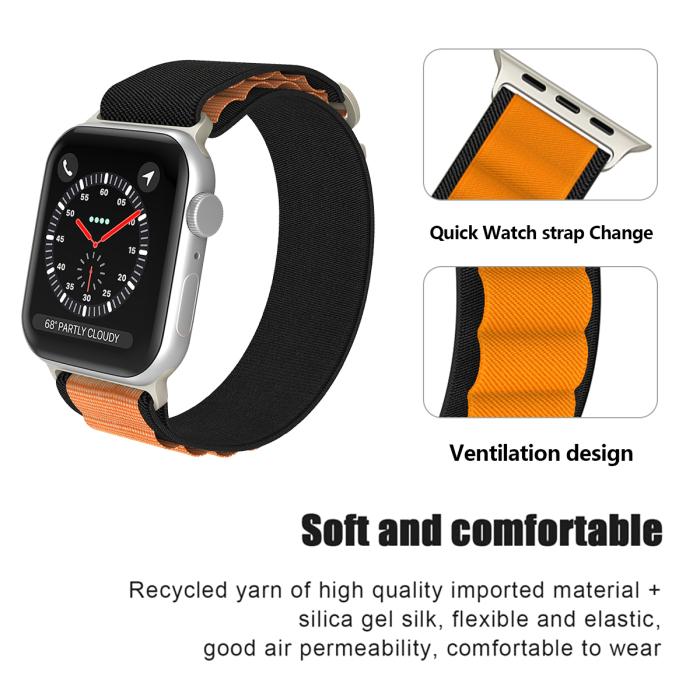 Bild 5, ColorPop Apple Watch 38/40/41/42 mm Armband Alpine Pro Loop Svart/Orange - Teknikhallen.se