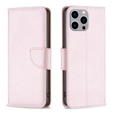  iPhone 15 Pro Max Fodral Litchi Shark L&auml;der Ros&eacute;guld - Teknikhallen.se